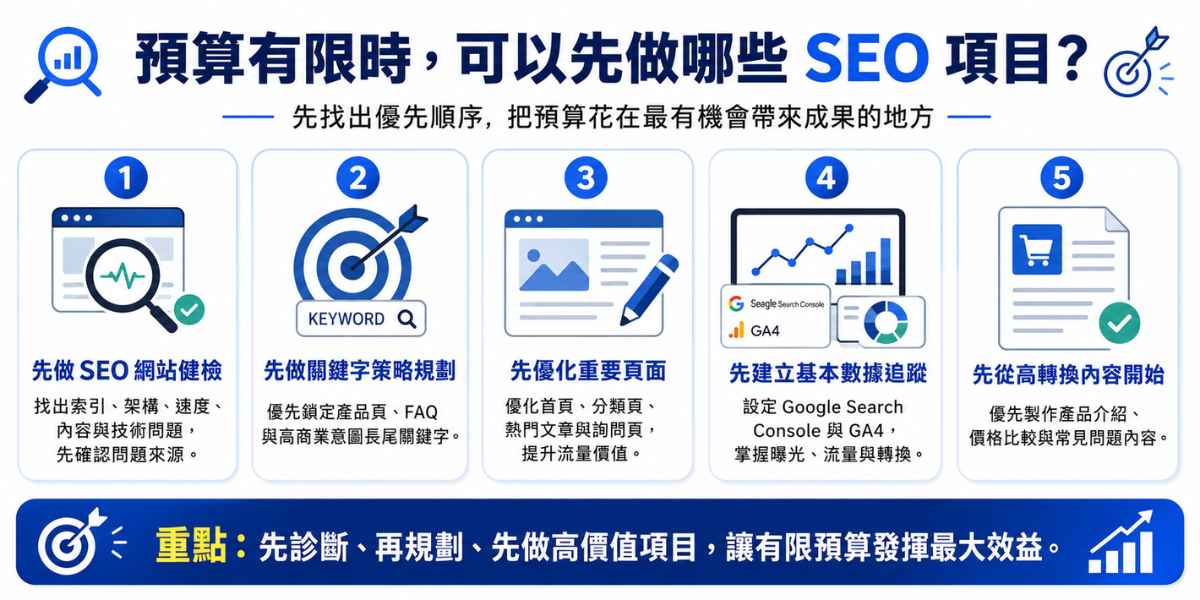 預算有限時,可以先做哪些 SEO 項目?